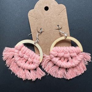 Handmade pink macrame earrings